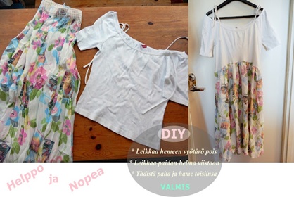 helppo DIY - Paidasta ja hameesta mekko