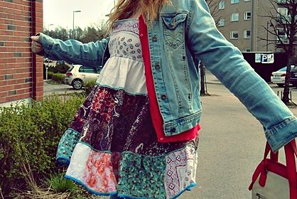 Vanhoista huiveista ja tilkuista boheemi tunika