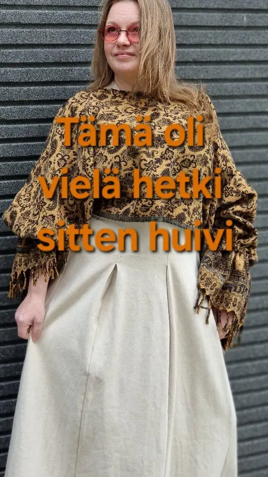 Huivista vaate – Huiviprojekti osa 2 🤎

Tällä kertaa vanhasta huivista syntyi aivan erilainen hihake. Muutama leikkaus, vähän ompelua ja huivi pääsi vihdoin käyttöön.

👉 Seuraa @villananna, jos haluat nähdä lisää huivien tuunausta ja kierrätysmuotia ja tallenna idea myöhemmäksi.

#huivintuunaus #kierrätysmuoti #ompelu #tuunaus #huiviprojekti