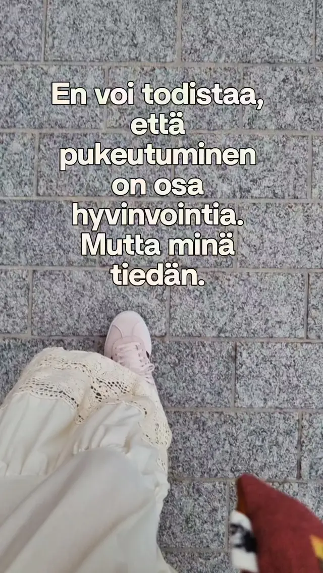 Minä vain tiedän. 😏

En osaa näyttää tästä tutkimustulosta tai prosenttilukua. Mutta tiedän, miltä tuntuu pukea päälle vaatteet, joissa tuntee olevansa oma itsensä.

Minulle pukeutuminen on leikkiä vaatteilla ja osa hyvinvointia. ❤️

Entä sinä? voiko pukeutuminen vaikuttaa siihen, miltä päivä tuntuu?

💾 Tallenna, jos ajatus osui.
↗️ Jaa ihmiselle, joka ymmärtää tämän.

#pukeutuminen #omantyylinlöytäminen #lempivaatteet #pukeutumisenilo #hyvinvointi